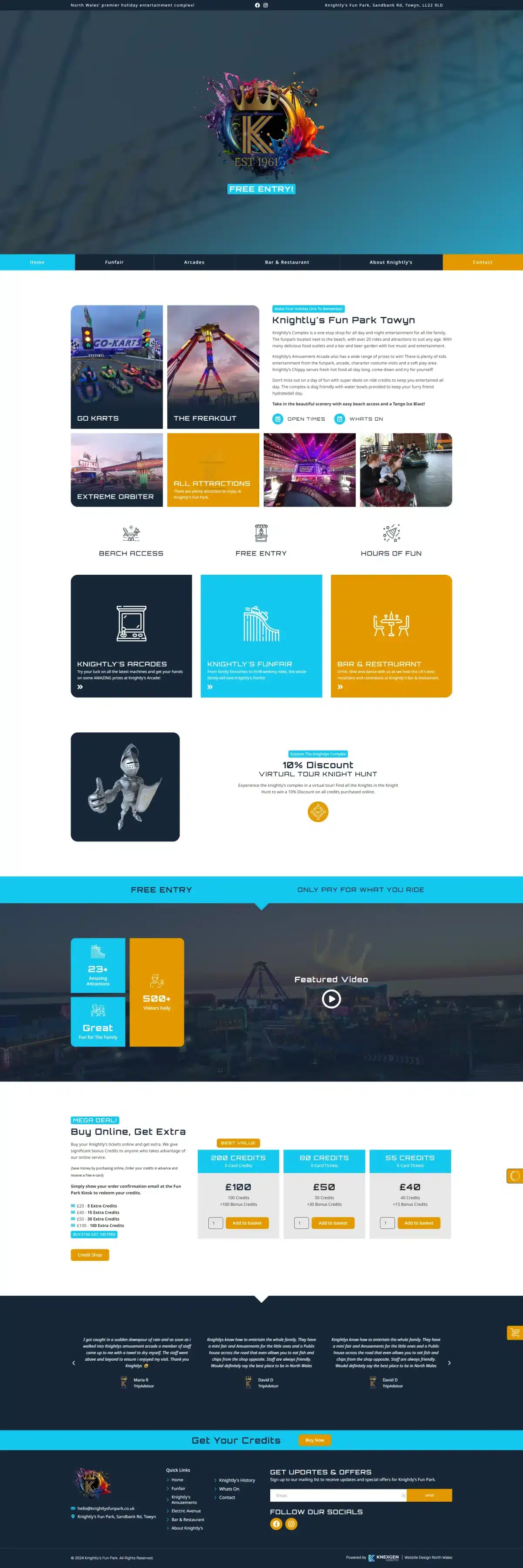 Knightly's Fun Park North Wales UK Web Design Bespoke and Affordable Website Development