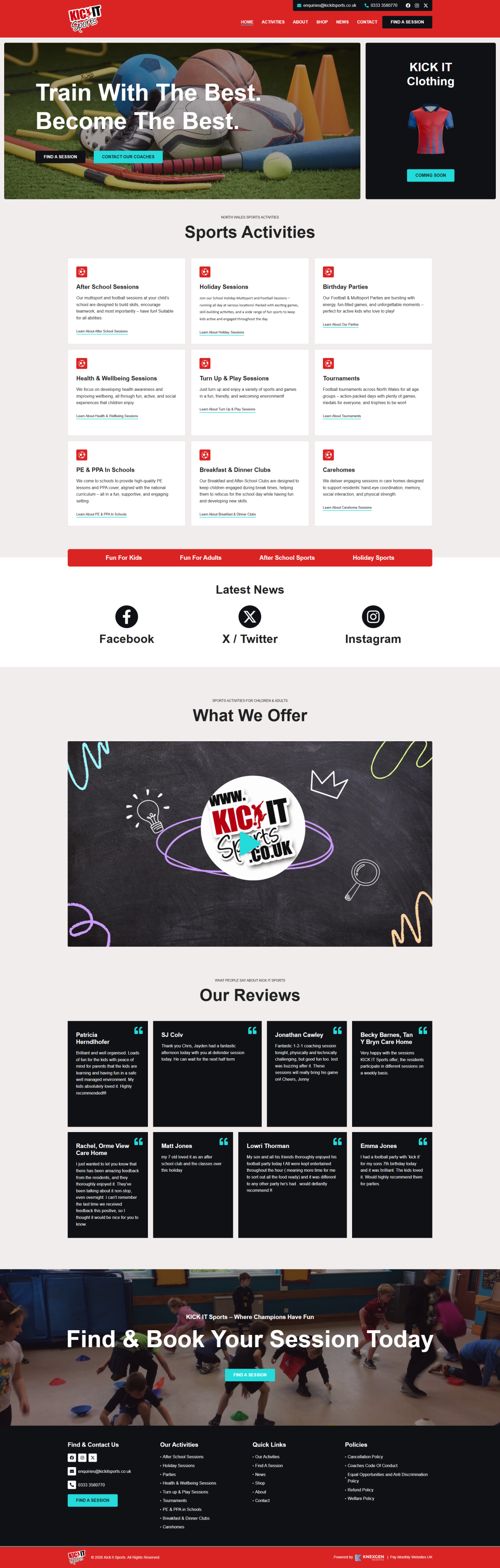 Kick It Sports Pay Monthly Website