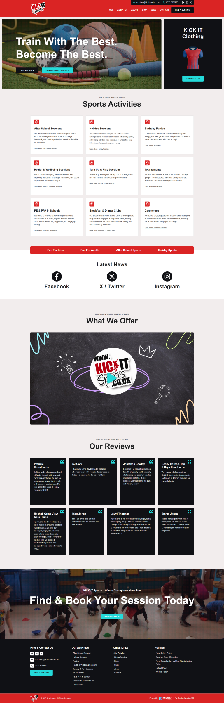 Kick It Sports Pay Monthly Website